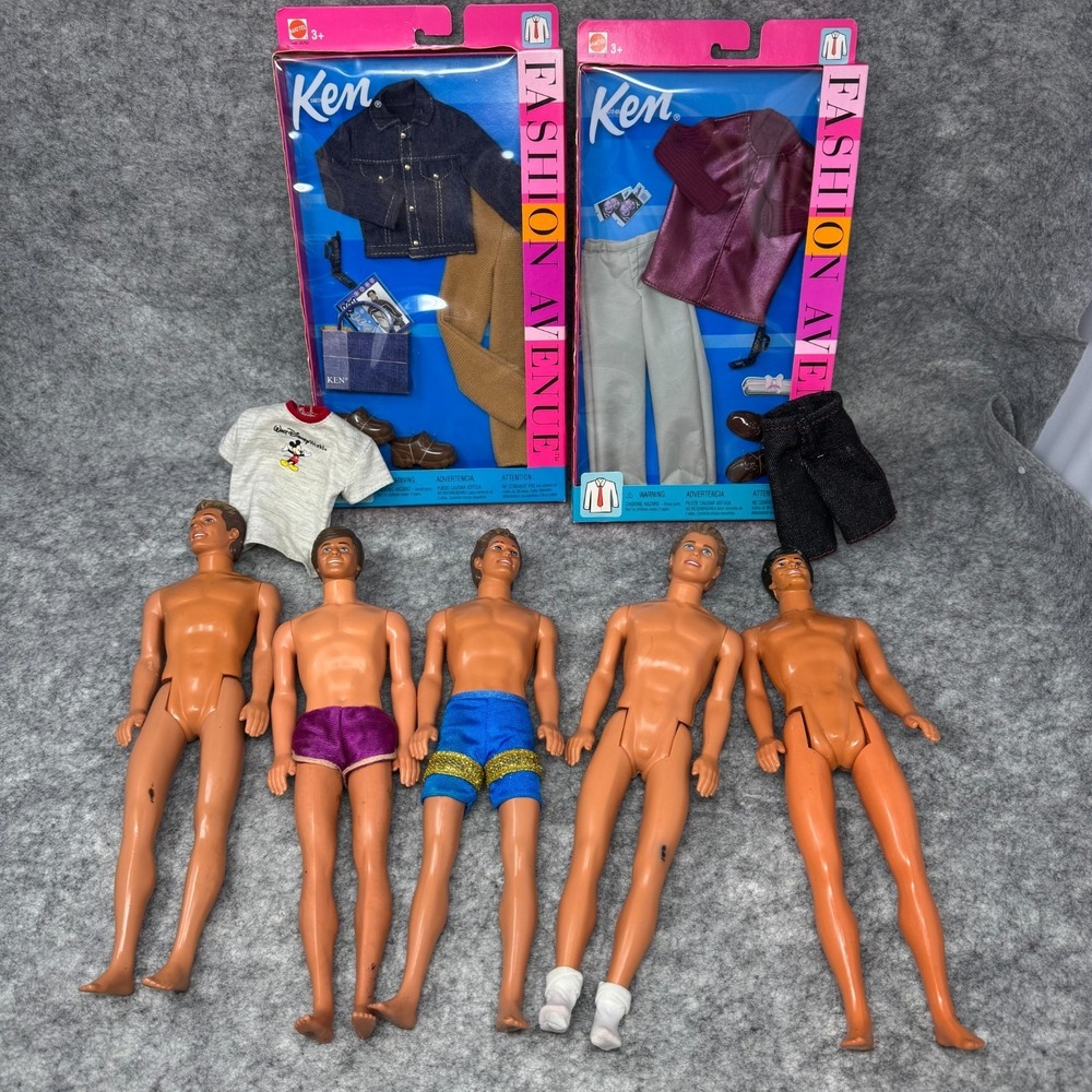 Vintage Ken Dolls Lot 80s 90s Color Changing Hair Disney World Y2k Clothes